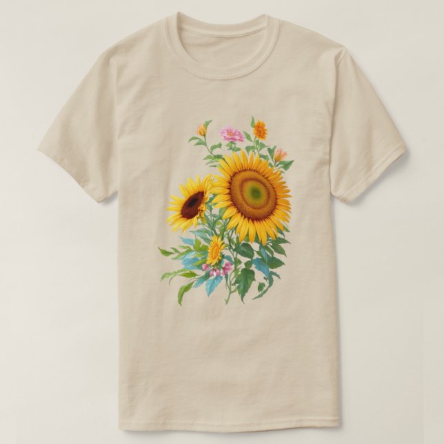 Camiseta Ilustracion de Sunflower Bouquet Floral Botánica (Diseño del anverso)