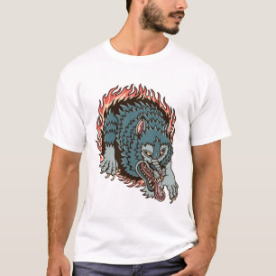 Camiseta Ilustracion de tatuajes coloridos del lobo del inf