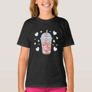 Camiseta Ilustración de té burbuja con delfín rosa lindo