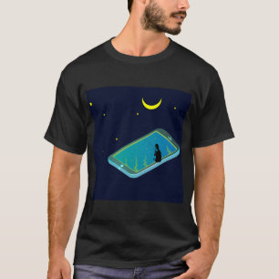 Camiseta ilustración de teléfono y pesca,