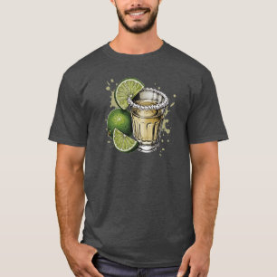 Camiseta Ilustración de tequila con sal y lima