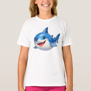 Camiseta Ilustración de tiburón lindo con ojos grandes Feli