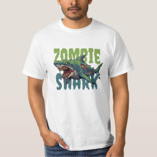 Camiseta Ilustracion de tiburón Zombie con miedo enojado