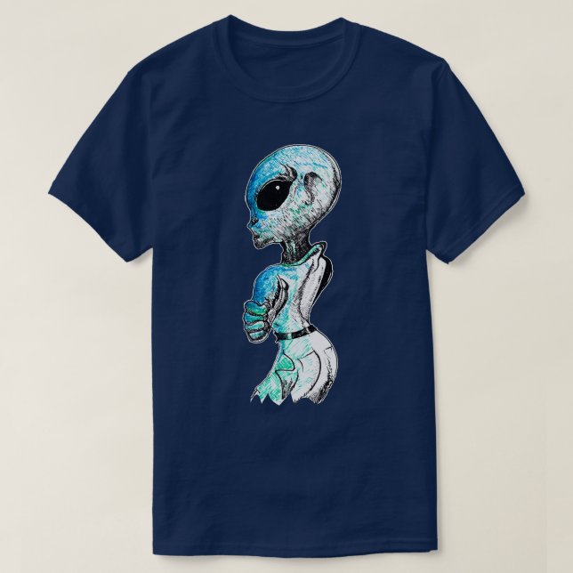 Camiseta ilustracion de tinta Espacio gris y ciencia ficció (Diseño del anverso)