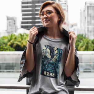 Camiseta Ilustracion De Tokio En Tonos Azules