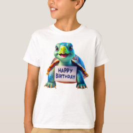 Camiseta Ilustración de tortuga linda cumpleaños animado