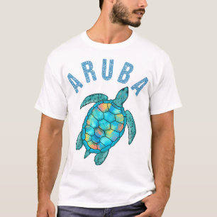 Camiseta Ilustración de tortuga marina de la playa de Aruba