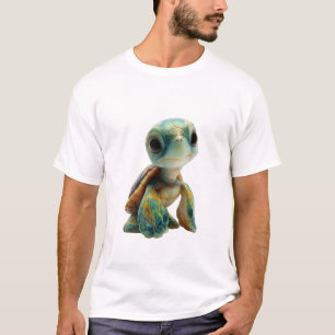 Camiseta Ilustración de Tortuga Marina Estilizada y Vibrant