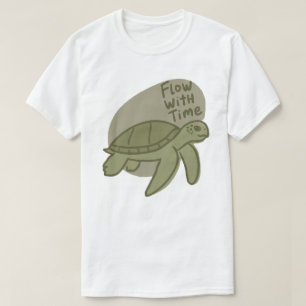 Camiseta Ilustración de Tortuga Marina 'Fluye con el Tiempo