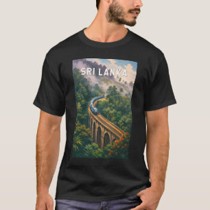 Camiseta Ilustración de tren de Sri Lanka Arte de viaje vin
