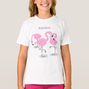 Camiseta Ilustracion de trío de flamingo rosado