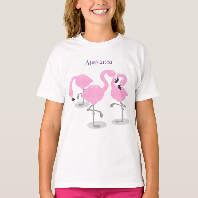 Camiseta Ilustracion de trío de flamingo rosado (Anverso)
