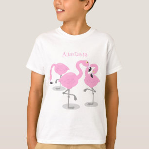 Camiseta Ilustracion de trío de flamingo rosado