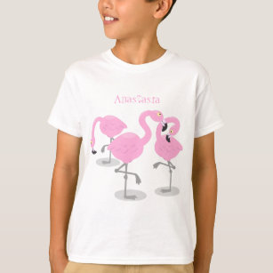 Camiseta Ilustracion de trío de flamingo rosado