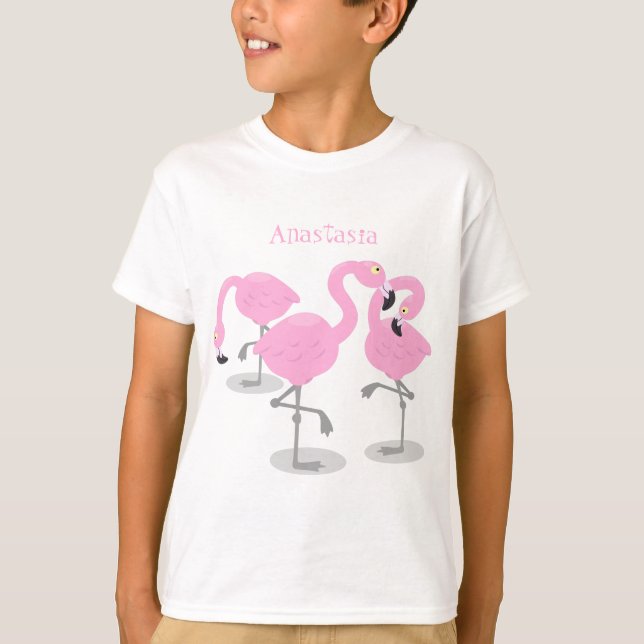 Camiseta Ilustracion de trío de flamingo rosado (Anverso)