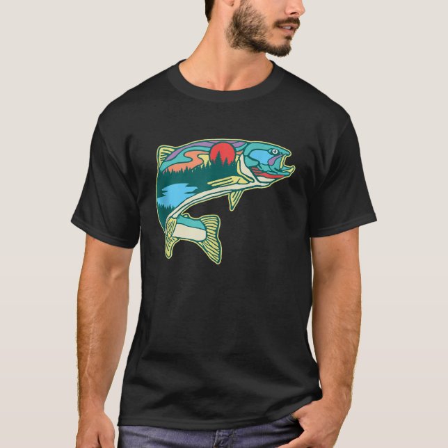 Camiseta Ilustracion de trucha natural Retiro de pesca de m (Anverso)