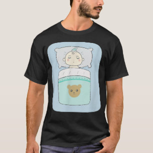 Camiseta ilustracion de un bebé dormido y un oso 