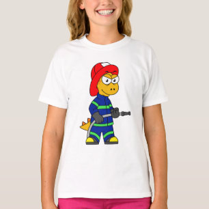 Camiseta Ilustracion De Un Bombero De Tirano Rex.