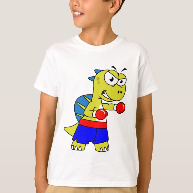Camiseta Ilustracion De Un Boxeo De Spinosaurus. (Anverso)