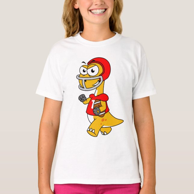 Camiseta Ilustracion De Un Brontosauro Jugando Fútbol. (Anverso)