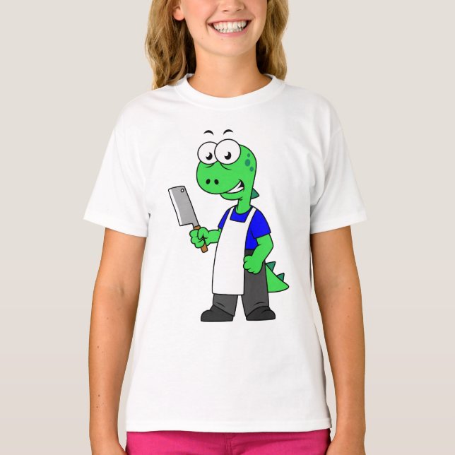 Camiseta Ilustracion De Un Carnicero Tirrannosauro. (Anverso)