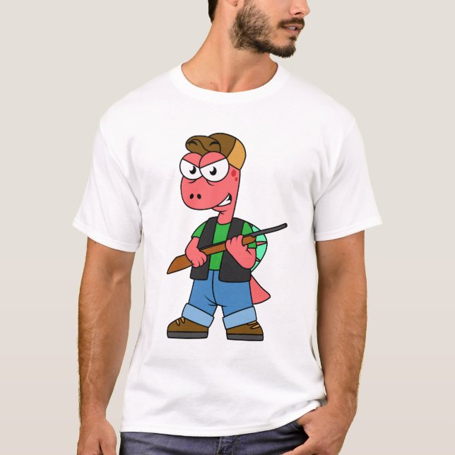 Camiseta Ilustracion De Un Cazador De Spinosaurus Con Un Ar (Anverso)