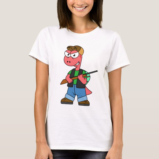Camiseta Ilustracion De Un Cazador De Spinosaurus Con Un Ar (Anverso)