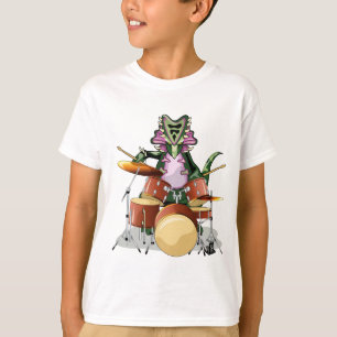 Camiseta Ilustracion De Un Chasmosaurio Tocando Los Tambore