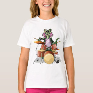 Camiseta Ilustracion De Un Chasmosaurio Tocando Los Tambore