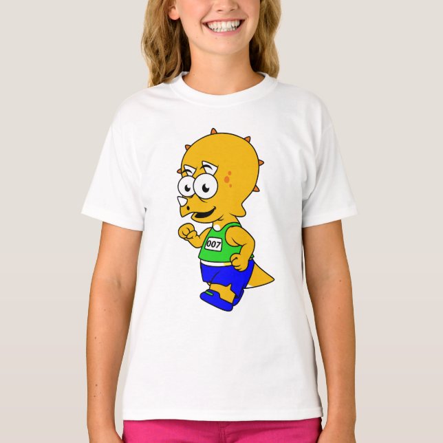 Camiseta Ilustracion De Un Corredor De Triceratops. (Anverso)