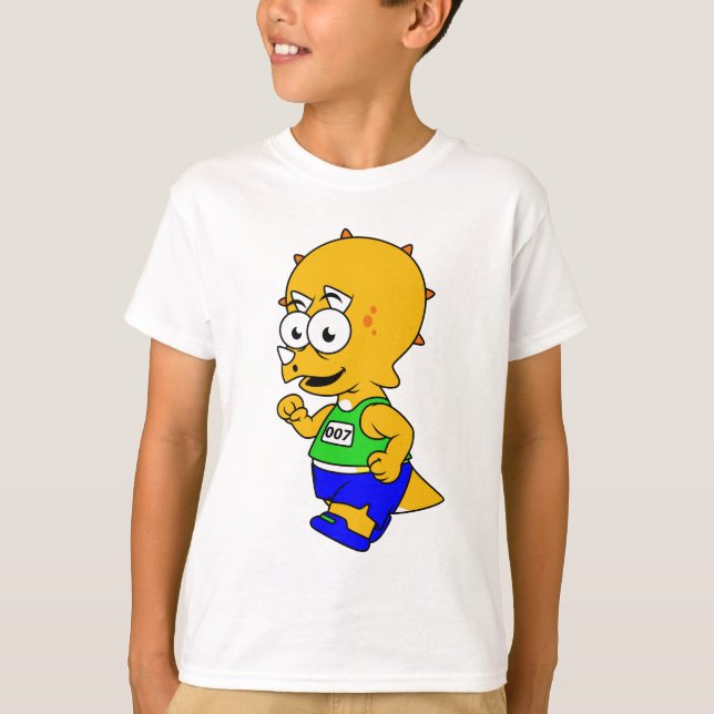 Camiseta Ilustracion De Un Corredor De Triceratops. (Anverso)