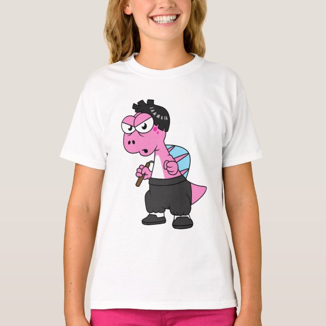 Camiseta Ilustracion De Un Espinosaurio Bruce Lee. (Anverso)