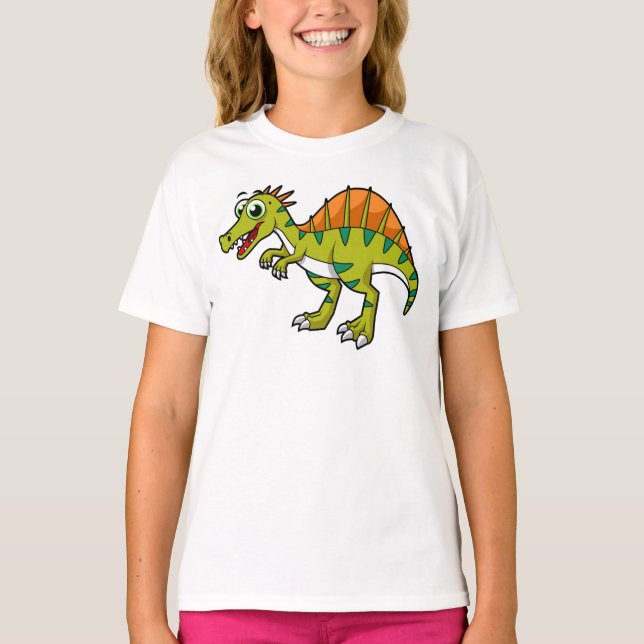 Camiseta Ilustracion De Un Espinosaurio Sonriente. (Anverso)