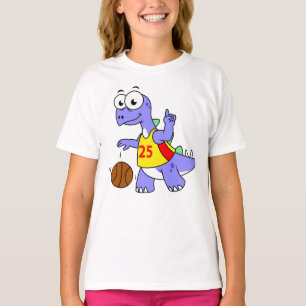Camiseta Ilustracion De Un Estegosaurio Jugando Baloncesto.