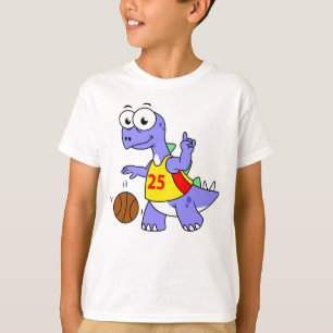 Camiseta Ilustracion De Un Estegosaurio Jugando Baloncesto.
