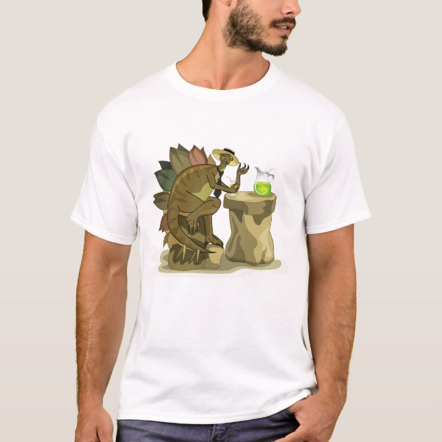 Camiseta Ilustracion De Un Estegosaurio Que Bebe Una Bebida (Anverso)