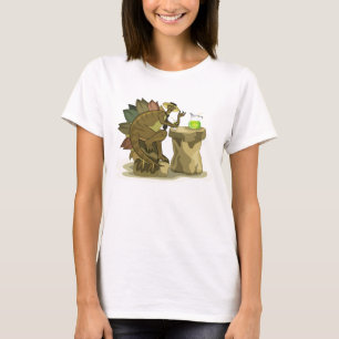 Camiseta Ilustracion De Un Estegosaurio Que Bebe Una Bebida