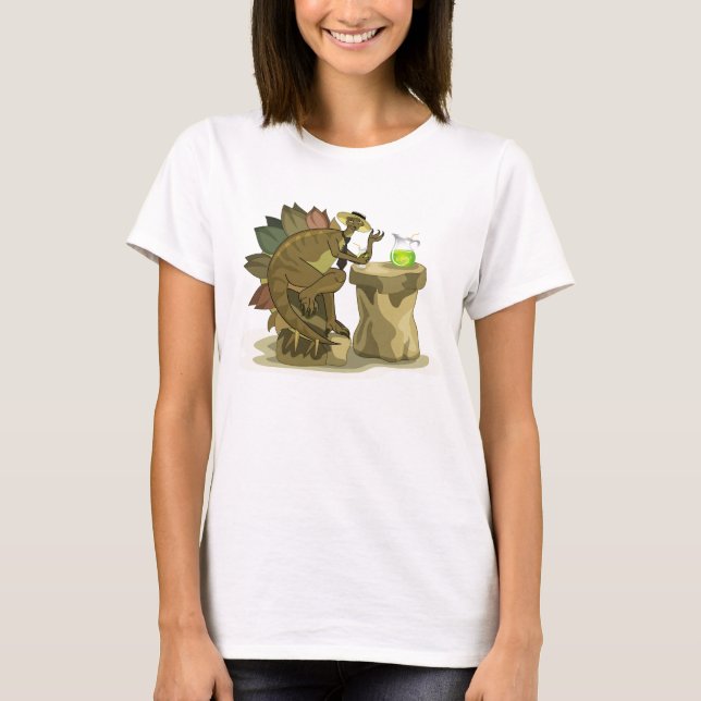 Camiseta Ilustracion De Un Estegosaurio Que Bebe Una Bebida (Anverso)