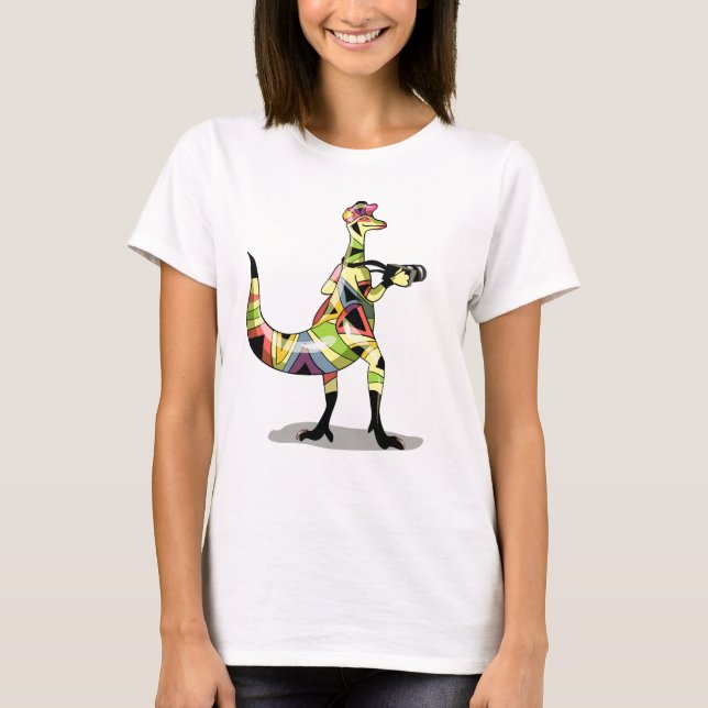 Camiseta Ilustracion De Un Fotógrafo Iguanodon. (Anverso)