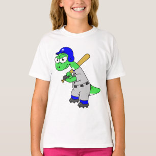 Camiseta Ilustracion De Un Jugador De Béisbol Brontosaurus.
