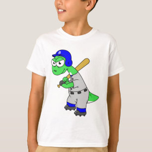 Camiseta Ilustracion De Un Jugador De Béisbol Brontosaurus.