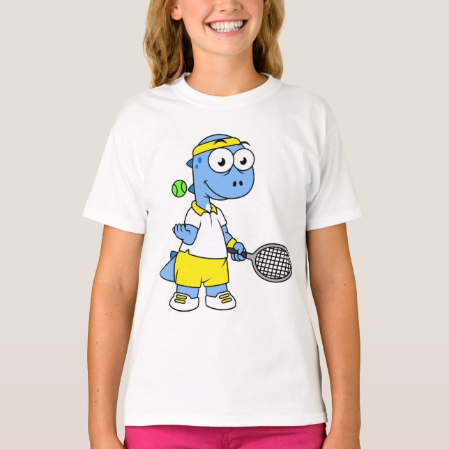 Camiseta Ilustracion De Un Jugador De Tenis Rex De Tyrannos (Anverso)
