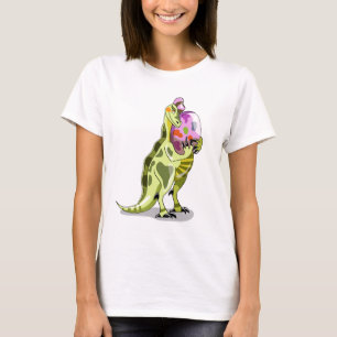 Camiseta Ilustracion De Un Lambeosaurio Que Lleva Un Huevo.