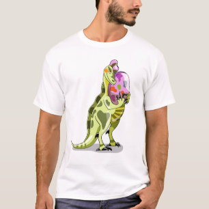 Camiseta Ilustracion De Un Lambeosaurio Que Lleva Un Huevo.
