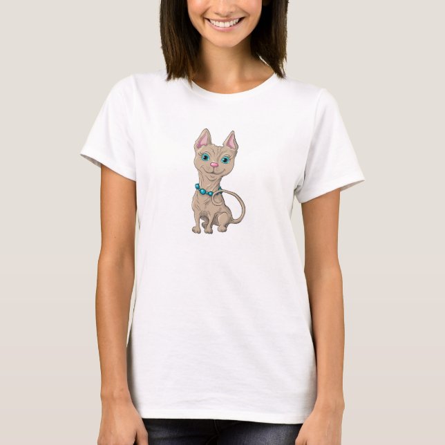 Camiseta Ilustracion de un lindo gato (Anverso)
