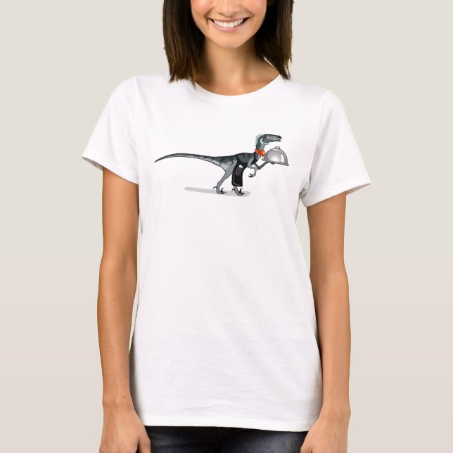 Camiseta Ilustracion De Un Mozo De Comida Raptor. (Anverso)