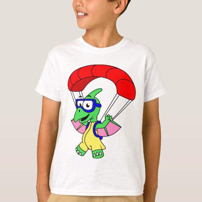 Camiseta Ilustracion De Un Paracaidismo Pterodáctilo. (Anverso)