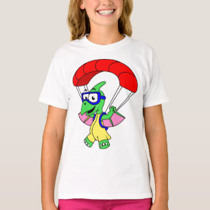 Camiseta Ilustracion De Un Paracaidismo Pterodáctilo.
