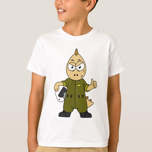 Camiseta Ilustracion De Un Piloto De Jet De Allosaurus. (Anverso)