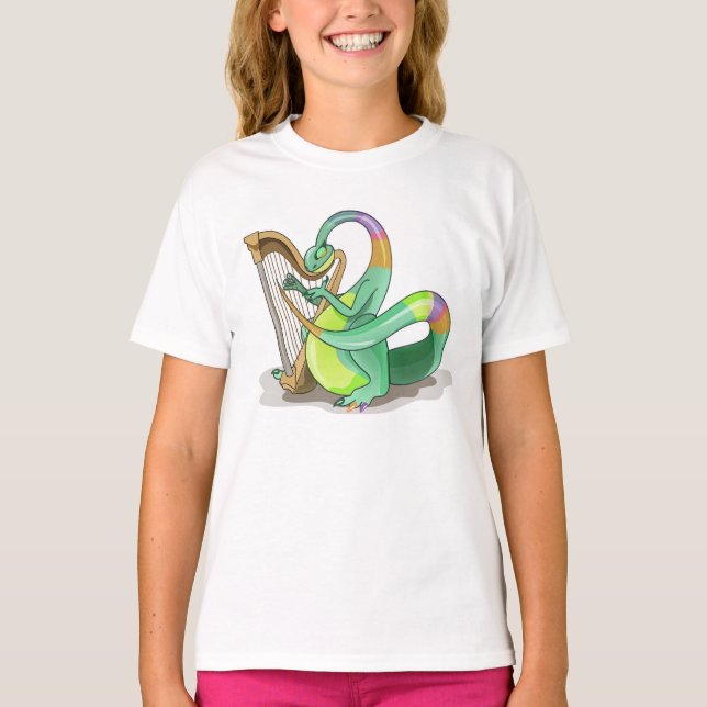 Camiseta Ilustracion De Un Plateosaurio Que Juega El Arpa. (Anverso)